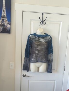 Mesh Crochet Long Sleeve Cropped Top